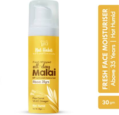 Nat Habit Malai Face Cream For Summer With Fresh Whipped Flax Carrot Vitamins E,C & Omega+