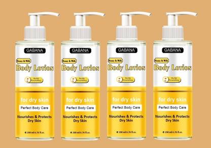 GABANA Honey & Milk Deep Nourishing & Brightening Body Lotion (200ml) Pack of 4