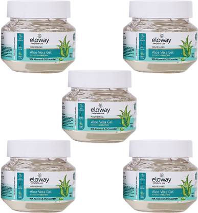 Eloway Pure Aloe Vera Gel for Face, Body & Hair Hydrates, Calms and Nourishes Pack of 5
