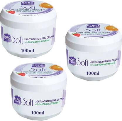 BOROPLUS Soft Light Moisturising Cream Vitamin E For Soft Fresh Skin Pack of - 100ml x 3