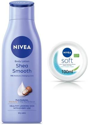 NIVEA Smooth Milk 200ml & Soft Cream 100ml set of 2