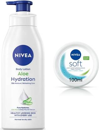 NIVEA Aloe Hydration 400ml & Soft Cream 100ml set of 2
