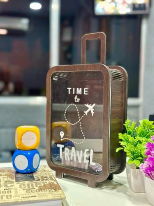 Zeekty Suitcase Piggy Bank Wooden Money Clip