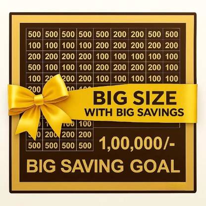 Lakshvish Wooden Savings Box for Kids and Adults 100000, Coin Box with Carved Design Wooden Money Clip