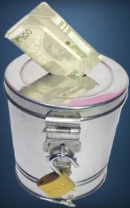 Wiretail Round Shape Stainless Steel Coin Box Piggy Bank Money pack of 3 Stainless Steel Money Clip
