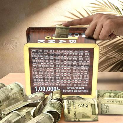 MAHADEV Money Saving Piggy Bank ,Wooden Piggy Bank with Easy Tracking of Savings Wooden Money Clip