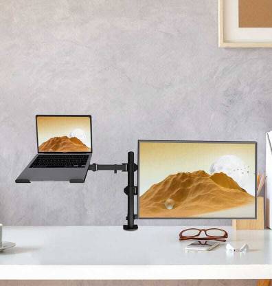 TONY STARK 2-in-1 Height Adjustable LCD Monitor stand with Laptop stand,360°Swivel Rotation Desk Mount Monitor Arm