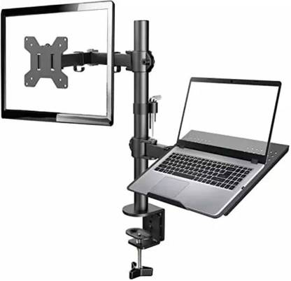 Gadget Wagon 13 - 27" Dual Monitor Arm with Laptop Clamp Desk Mount Monitor Arm