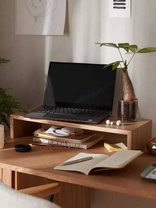carpentray Wooden Computer Monitor Stand, Monitor Riser Desk Shelf Desk Mount Monitor Arm