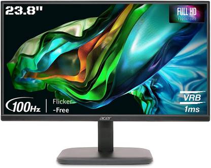 Acer 23.8 inch Full HD IPS Panel with-Visioncare, VGA, HDMI, Ergonomic Stand, Flicker-Free Monitor (EK240Y)