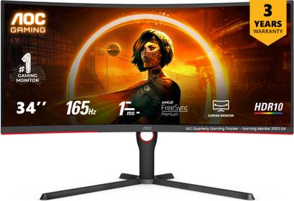 AOC 86.36 cm (34 inch) Curved Quad HD LED Backlit VA Panel Gaming Monitor (CU34G3S)