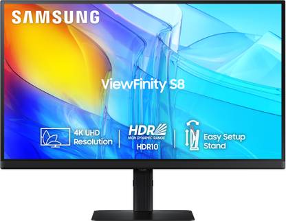 Samsung ViewFinity S8 68.4 cm (27 inch) 4K Ultra HD IPS Panel 1.07 billion colors, HDR10, Easy Setup, Height Adjustable, Multiple Ports, Eye Care Technology Monitor (LS27D800EAWXXL)