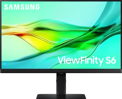 Samsung ViewFinity S6 60.96 cm (24 inch) Quad HD IPS Panel with USB Type-C, LAN Port, DP, HDR10, KVM Switch, Easy Setup, Height Adjustable Stand, Eye Care Technology Monitor (LS24D604UAWXXL)