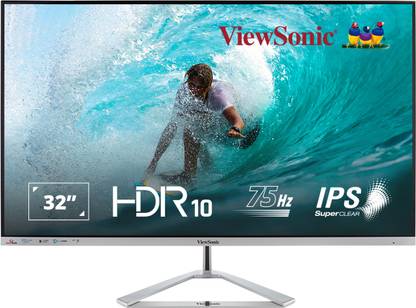 ViewSonic 81.28 cm (32 Inch) Full HD LED Backlit IPS Panel with HDR10, sRGB 104% , HDMI, DP, Dual Speaker , Eye-Care, Flicker Free, Slim Bezel & Metallic Triangle Sliver Stand Monitor (VX3276-MHD-3)
