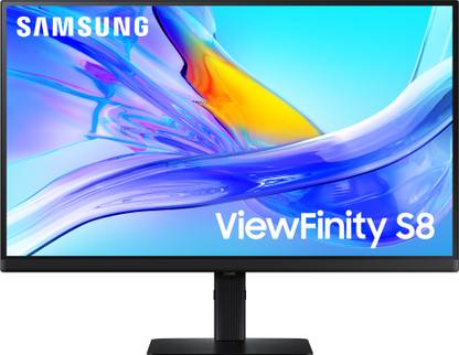 Samsung ViewFinity S8 68.4 cm (26.92913 inch) 4K Ultra HD IPS Panel with USB Type-C, LAN Port, DP, HDR10, KVM Switch, Easy Setup, Height Adjustable Stand, Eye Care Technology Monitor (LS27D804UAWXXL)