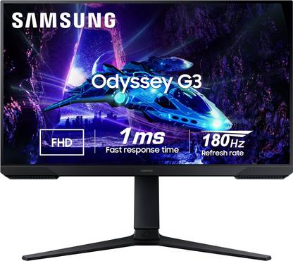 Samsung Odyssey G3 60.96 cm (24 inch) Full HD LED Backlit VA Panel with DP, HDMI, Height/Tilt/Pivot Adjustable Stand, Eye-Saver, Bezel Less Gaming Monitor (LS24DG300EWXXL)
