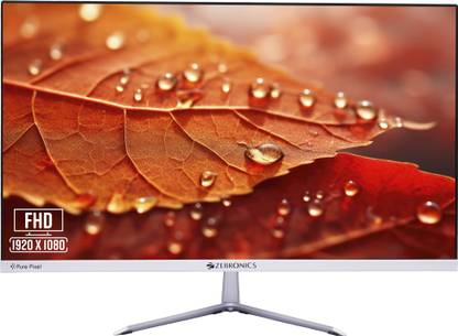 ZEBRONICS Pure Pixel 60.96 cm (24 inch) Full HD LED Backlit VA Panel with 16.7M colors, 16:9 Aspect Ratio, 250 nits Brightness (max), Built-in Speakers, Metal stand, Dual Input Ultra Slim Bezel Monitor (ZEB-EA124)