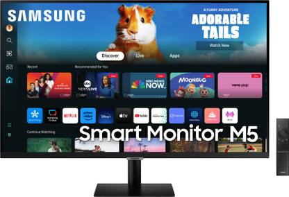 SAMSUNG M5 81.28 cm (32 inch) Full HD VA Panel with Mouse & Keyboard Control, OTT Apps, IoT Hub, Office 365, Workout Tracker, Multiple Ports, Speakers, Remote, Bluetooth Smart Monitor (LS32DM500EWXXL)