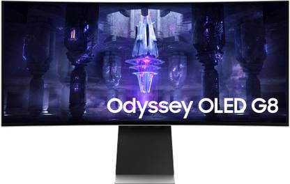 Samsung Odyssey G9 86.36 cm (34 inch) Curved UWQHD OLED Panel with HDR10+, Gaming, Speaker, IoT Hub, Voice Assistants, Height Adjustable Stand, Neo Quantum Processor, OLED Safeguard, Smart Gaming Monitor (LS34BG850SWXXL)
