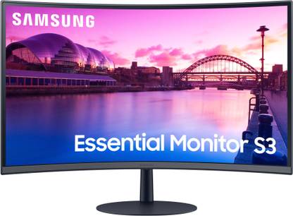 Samsung 81.28 cm (32 inch) Curved Full HD VA Panel with 1000R Curvature, Inbuilt Speakers, DP, HDMI, Headphone In Port, Bezel-Less Design Monitor (LS32C390EAWXXL)