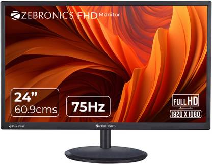 ZEBRONICS Pure Pixel 60.96 cm (24 inch) Full HD LED Backlit VA Panel with HDMI, VGA, Built-in Speakers, Slim Design Monitor (ZEB-PA124)
