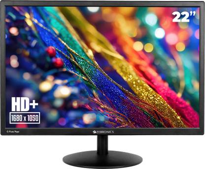 ZEBRONICS Pure Pixel 55.88 cm (22 inch) HD+ LED Backlit VA Panel with Dual Input HDMI & VGA, 16:10 Aspect ratio, 16.7M Colors, 2000000:1 Contrast Ratio (Dynamic), 250cd/m Brightness (max) Wall Mountable Monitor (ZEB-EA122)