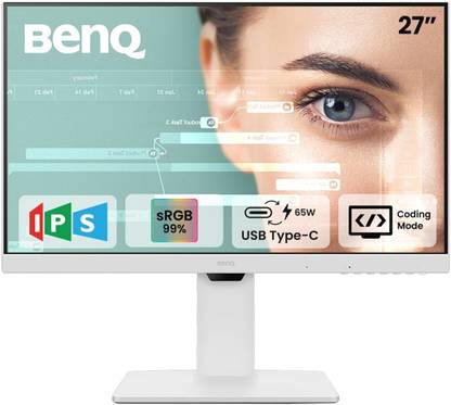 BenQ GW2786TC 68.58 cm (27 inch) Full HD LED Backlit IPS Panel with USB-C(65W PD), Daisy Chain, 99% sRGB, Coding Mode, HDMI, DP, USB Hub, 2Wx2 Inbuilt Speakers, Eye Care, Noise Cancelling Microphone, Height Adjustable Monitor (GW2786TC)