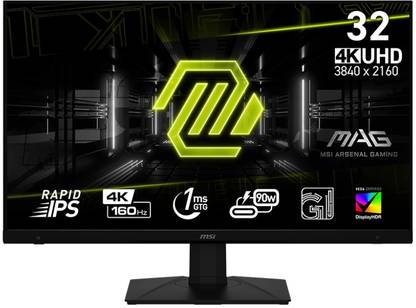 MSI 81.28 cm (32 inch) 4K Ultra HD IPS Panel with VESA Certified DisplayHDR400, 90W USB Type-C Support, HDMI 2.1, Wide Color Gamut, Intelligence APP, Night Vision, Height Adjustable Stand Gaming Monitor (MAG 322UPF)
