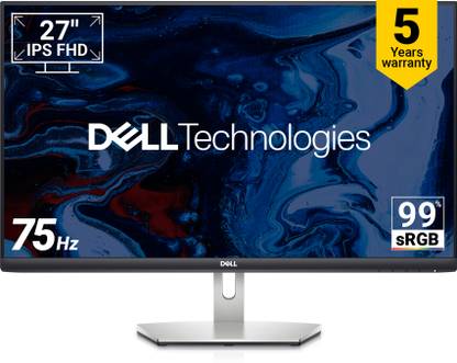 DELL S Series 68.58 cm (27 inch) Full HD IPS Panel with 5-Years warranty, 99% sRGB, Low Blue Light technology,HDMI x2, Tilt adjustment, Contrast Ratio 1000:1, 300 nits Brightness, Display Manager, 3-sided Bezel-less Monitor (S2721HNM / S2721HN)