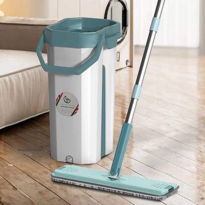 UPC Microfiber Flat Mop With Bucket 360° Flexible Head | Floor Cleaning Pocha Mop Set