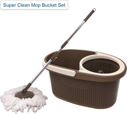 AK HUB 360 Degree Self Spin Wringing & Bucket System with Dry and Wet Floor Cleaning Mop Set