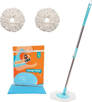 Pranay's Kleanup Combo Spin Mop-Rod Stick, Mop Head, Wipe, And 2 Refill - Wet & Dry 360 Mop Mop, Mop Refill, Mop Set, Cleaning Wipe