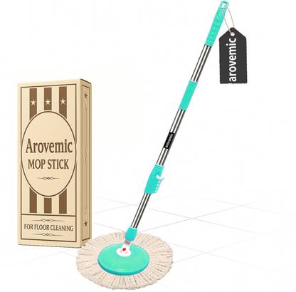 arovemic Heavy Duty Mop Stick with 5 Years Warranty | 360° Spin & Steel Rod String Mop