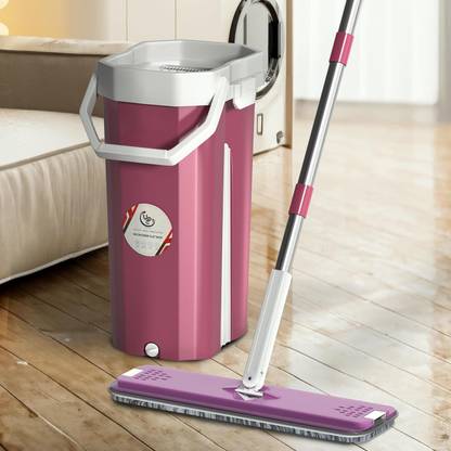 UPC Upgraded Hands-Free Squeeze Microfiber Flat Spin System 360� Flexible Head Mop Set