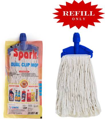 Spark International Dual Clip Mop Refill | 100% Pure Cotton | Super Absorbent Threads | Long Lasting Refill