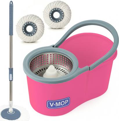 V-MOP Premium Quality Bucket Spin Mop - Dry & Wet Magic Cleaning Floor Mop -55 Mop Set