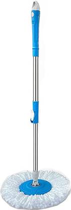 Birdie mop Cleaner Mop Stick Rod & Refill - Stainless Steel Mop Handle with 1 Microfibe Mop Set