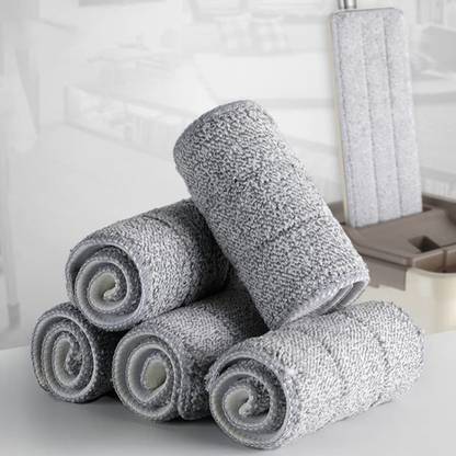 Upkaranwale Large Mop Cloth for Large Bucket Mop Flat Microfiber Two Way Lock ( 38 X 12 CM ) Refill
