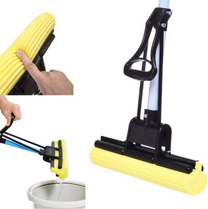 KNIKERS PVA Mop for Hardwood and Tile Floors - Self-Wringing and Easy to Use Sponge Wet and Dry Brush