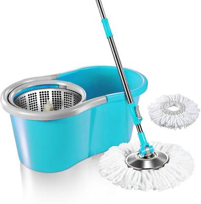 Rewop Microfiber Floor Mop with Handle, Stainless Steel Spiral Spindle, Multi-Purpose Mop Set