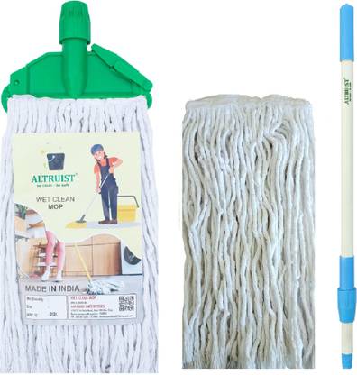 Altruist Clip N Fit Cotton Floor Mop with 4 Feet Telescopic Rod and Extra Wet Mop Refill Mop Head and Rod