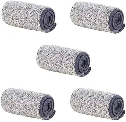 JAAMSO ROYALS Two Way Lock Mop Cloth Floor Cleaning, Reusable Washable (Set of 5, 38CM X 12CM) Refill
