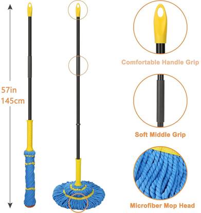 SPIRITUAL HOUSE Self-Wringing Twist Mops for Floor mop with 57 " Long Handle, Easy Wringing Mop Set