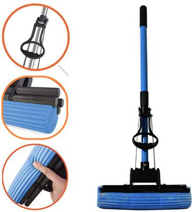 Ashmakam Self-Wringing Mop with PVA Sponge for Easy Floor Cleaning, Adjustable Handle Sponge Mop