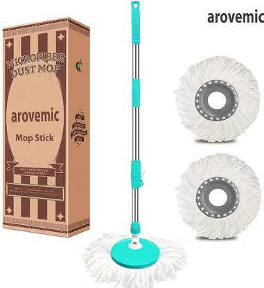 arovemic Spin Mop Spares Set with 2 Microfibers Refill String Mop