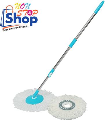 NON STOPSHOP Mop-Rod Stick, Mop Head And 1 Microfiber Refill Extra - Wet & Dry Mop Head and Refill