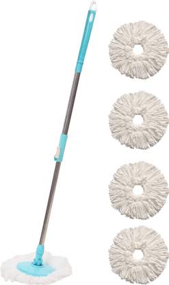 Pranay's Kleanup Smart Spin Mop-Mop Stick|Wet & Dry Cleaning Mop|Mops Pocha 4 Microfiber Refill Mop, Mop Refill, Mop Set