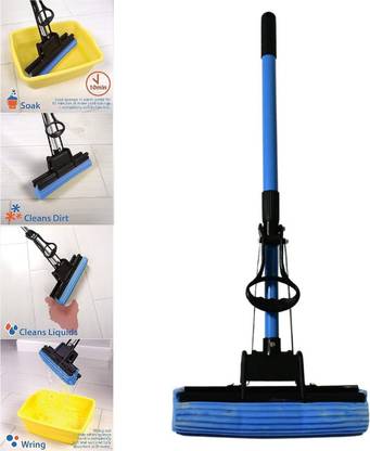 Ashmakam Adjustable Handle PVA Mop for Easy Floor Cleaning, Self-Wringing Feature Sponge Mop