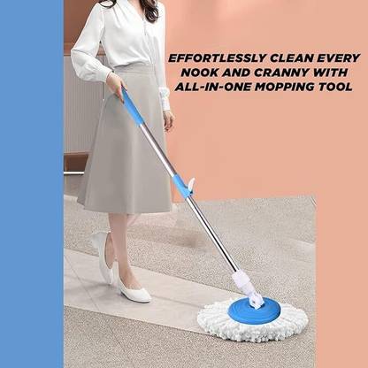 TOPREDO TOPREDO 360 Rotating Pole Mop Rod Stick Stainless Steel with 1 Microfiber Refill Mop Rod
