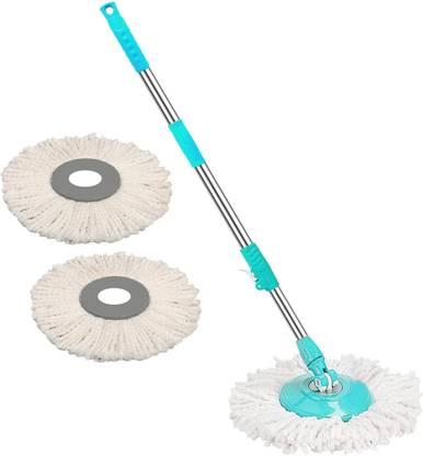arovemic Premium Sea-Green Cleaning Mop Stick Rod Set ( 2 Refill )(( 5 Years Warranty )) String Mop